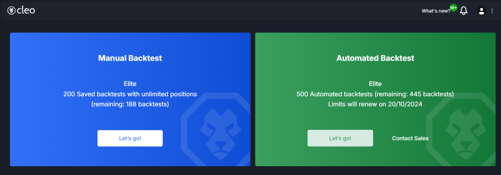 automated vs manual backtesting selection in the cleo.finance platform